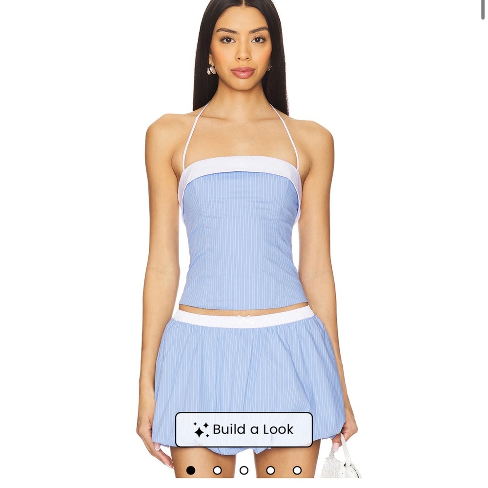 Blue and White Halter Top